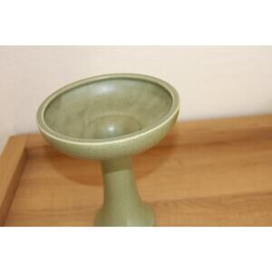 Vintage Studio Pottery USA Haeger Sage Green Pedestal Matte MCM Vase 8 1/4" tall